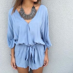Aakaa Blue Flowy Romper
